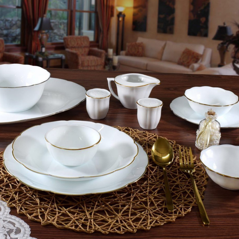 سرویس غذاخوری 26 پارچه مدل نیلوفری دور طلا-کاماپرس